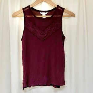 h&m lacy burgundy tank
